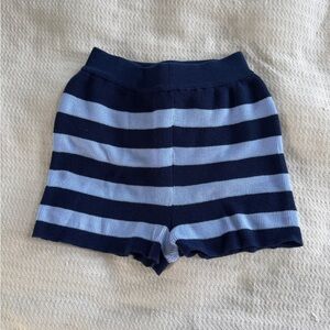 Navy and Light Blue Striped Sweater Shorts